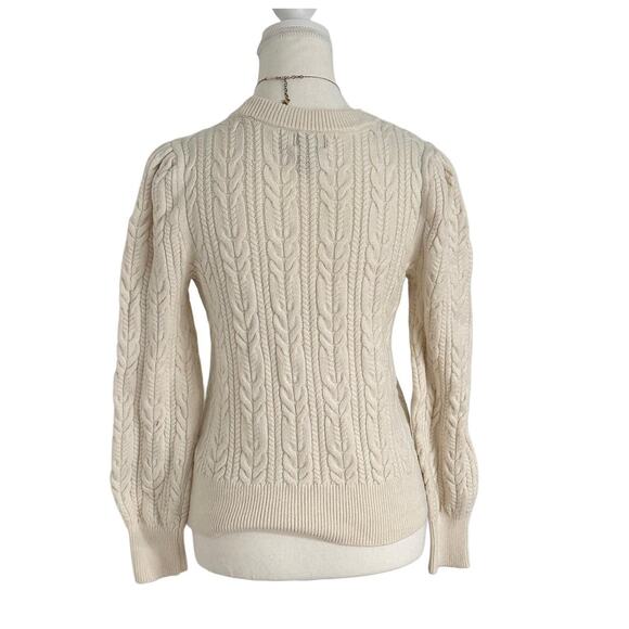 Scoop Size Small Knitted Cream Cable Knit Vintage Sweater - Picture 2 of 4